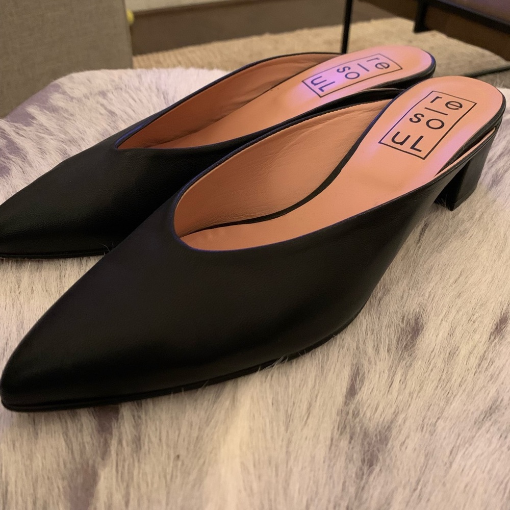 Black Italian leather mule